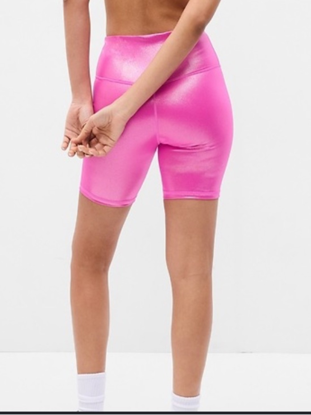 GAP High-Rise Hot Pink Shiny Bike Shorts